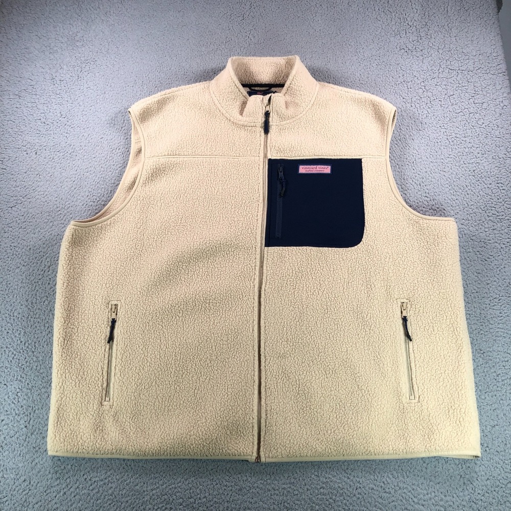 Vineyard Vines Stillwater Sherpa‎ Vest Mens 3XB Big Camel Full Zip Preppy